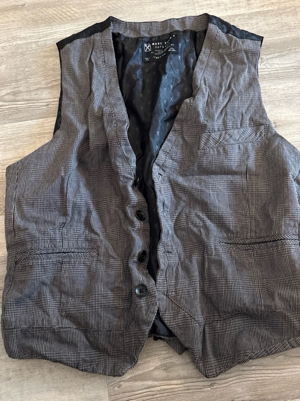 Marc Ecko Black and Gray Glen Plaid Vest